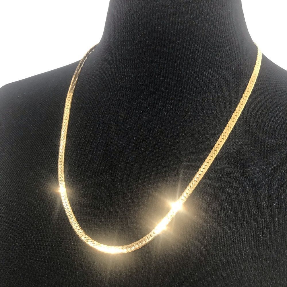 Trifari TM Trifarium Gold Tone Vintage Flat Chain Necklace